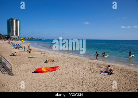 Playa del Reducto und Promenade, Arrecife Stadt, Insel Lanzarote, Kanarische Inseln, Spanien, Europa Stockfoto
