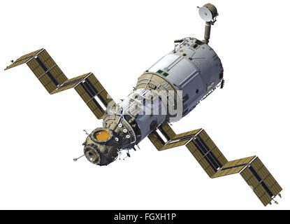 Raumstation ISS setzt Sonnenkollektoren. 3D Modell. Stockfoto