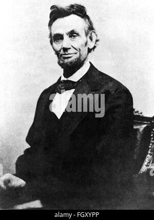 Porträtfotografie von US-Präsident Abraham Lincoln im Jahr 1865 Stockfoto