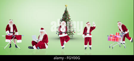 Zusammengesetztes Bild der verschiedenen Weihnachtsmänner Stockfoto