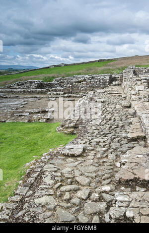 Römisches Kastell Housesteads in der Nähe der Hadrianswall in Northumberland, England, UK Stockfoto