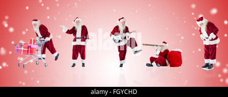 Zusammengesetztes Bild der verschiedenen Weihnachtsmänner Stockfoto