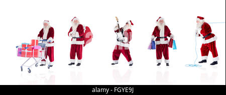 Zusammengesetztes Bild der verschiedenen Weihnachtsmänner Stockfoto