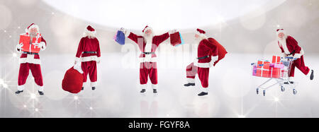 Zusammengesetztes Bild der verschiedenen Weihnachtsmänner Stockfoto