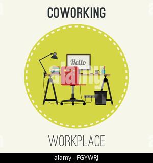 Arbeitsplatz flache Darstellung. Stock Vektor