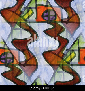 Kunst blau braun Avantgarde Impressionismus nahtlose Aquarell handgemachte abstrakt Stockfoto