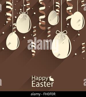 Frohe Ostern Schokolade Hintergrund mit Eiern und Serpentin Stock Vektor