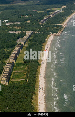 Luftaufnahme, KDF Bad Prora, ehemalige Resort von den Nazi-Kraft Durch Freude, mit Sandstrand, Binz, Insel Rügen, Ostsee, Stockfoto