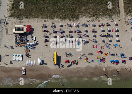 Luftaufnahme, Strand in Binz mit Kurhaus Binz, Feeder, Binz, Rügen, Mecklenburg-Vorpommern, Deutschland, Europa, Luftbild, Stockfoto