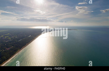 Luftaufnahme, Darßer Ort, Darßer Ort, Ostsee, Libbertsee, Nationalpark Darßer Ort Prerow, Ostsee, Mecklenburg-Vorpommern Stockfoto