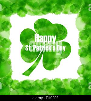 Glücklich St. Patricks Day Aquarell Hintergrund mit Klee Stock Vektor