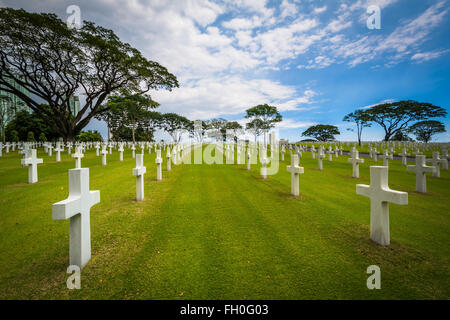 Gräber in Manila American Cemetery & Memorial in Taguig, Metro Manila, Philippinen. Stockfoto