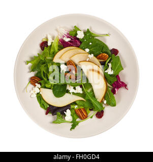 Birnensalat mit Ziegenkäse, Cranberry und Pekannüsse Stockfoto