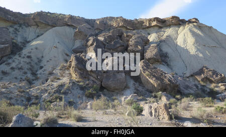 Felsen in Tabernas-Wüste in Almeria Provinz Andalusien Spanien Stockfoto