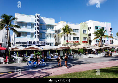 Florida, South, FL, Miami Beach, Ocean Drive, Neujahr, Hotel Hotels Unterkunft Inn Motel Motels, Unterkunft, Hotels, Colony, Boulevard, Restaurant Restaurants f Stockfoto