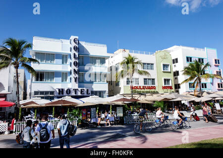 Florida, South, FL, Miami Beach, Ocean Drive, Neujahr, Hotel Hotels Unterkunft Inn Motel Motels, Unterkunft, Hotels, Colony, Boulevard, Restaurant Restaurants f Stockfoto