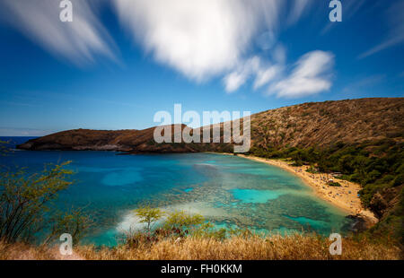 Landschaft der schönen Hanauma Bay Nature Korallenriffe in Oahu Hawaii erhalten Stockfoto