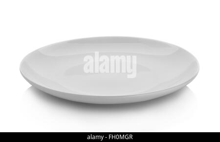 leeren Teller isoliert auf weißem Hintergrund Stockfoto