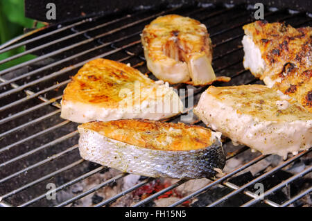 Grillen Fischsteak - Grillen Steak vom Fisch 09 Stockfoto