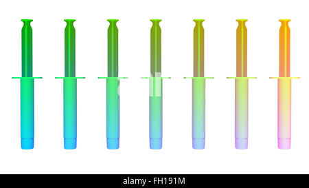 Bunte Spritzen isoliert auf weißem Hintergrund. Hohe Auflösung Stockfoto