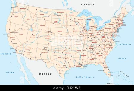 uns Autobahn Karte Stock Vektor
