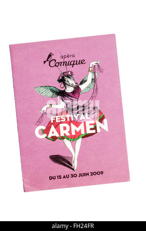 Werbeflyer für Opéra Comique Carmen Festival in Paris im Jahr 2009. Stockfoto