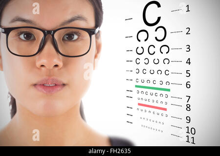 Zusammengesetztes Bild der Geschäftsfrau mit Brille Stockfoto