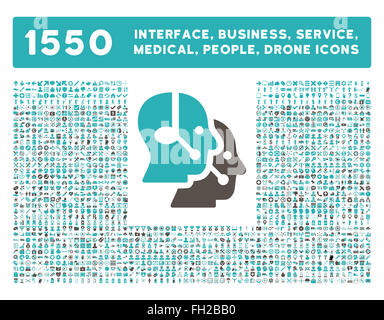 Schnittstelle, Geschäft, Werkzeuge, Menschen, Medizin, vergibt Vektor-Icons Stockfoto