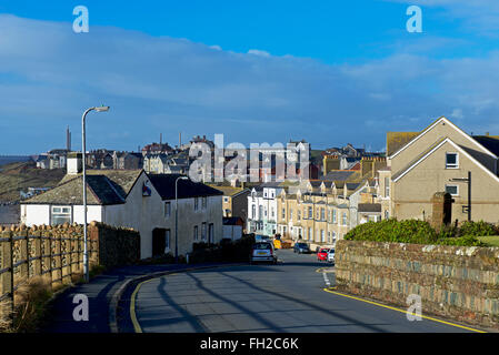 Seascale, West Cumbria, England UK... mit Sellafield Atomkraftwerk in der Ferne Stockfoto