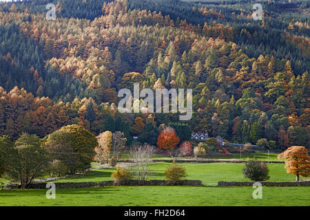 Keskadale und umliegenden Fells. Eine schöne Aussicht auf Keskadale und den mächtigen Fjälls, die ihn umgeben. Stockfoto