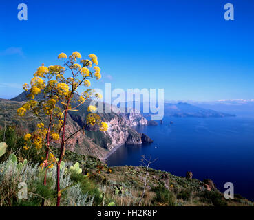 Lipari Island, Blick vom Belvedere di Quattrocchini, Äolischen Inseln, Sizilien, Italien, Europa Stockfoto