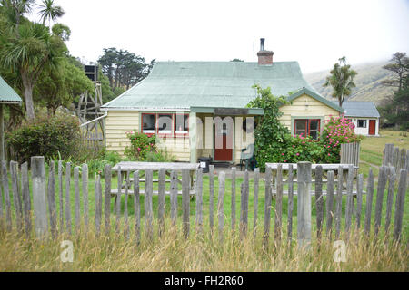 Bunkhouse floh Bay, Banks Peninsula Nature Reserve, Neuseeland Stockfoto