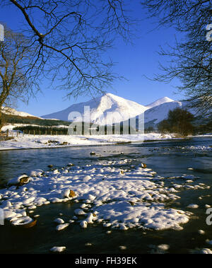 Winterlandschaft bei Strath Fillan mit Ben More Ansicht Nr Crianlarich, Stirling-Region. Stockfoto