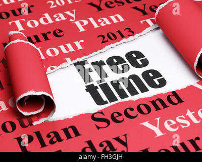 Konzept: schwarzer Text Freizeit unter das Stück zerrissenes Papier Stockfoto