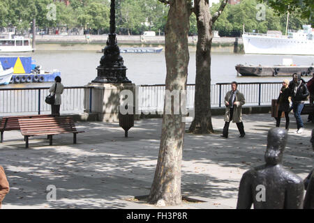 Emma Thompson, Dustin Hoffman, Dreharbeiten letzte Chance Harvey London (Kredit Bild © Jack Ludlam) Stockfoto