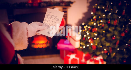 Zusammengesetztes Bild Santas Liste Stockfoto