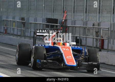 Circuit de Catalunya, Barcelona, Spanien. 22. Februar 2016. Frühling F1 Tests und neue Auto-Unvieling für die Saison 2016 / 17. Manor-Racing-MRT05 - Pascal Wehlein © Aktion Plus Sport/Alamy Live News Stockfoto