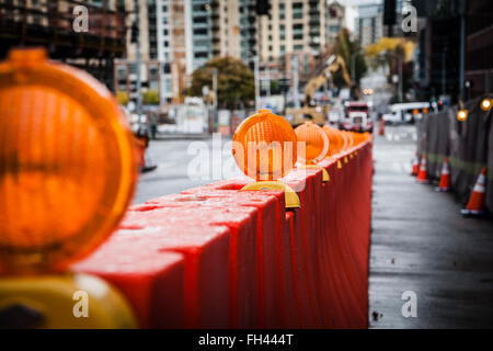 Straßenarbeiten Zeichen auf der Straße in Seattle, Staat washington Stockfoto