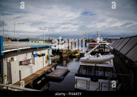 Hausboote und schwimmende Häuser am Lake Union, Seattle, Washington Stockfoto