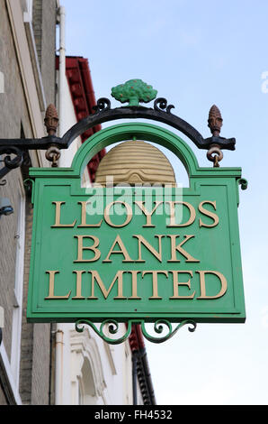 alten Lloyds Bank unterzeichnen Bury St Edmunds Suffolk Stockfoto