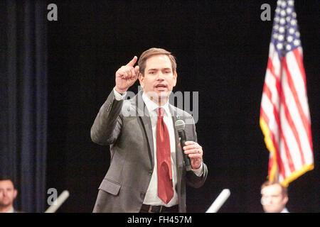 Las Vegas, Nevada, USA. 23. Februar 2016. Marco Rubio Kampagnen für die republikanische Nominierung zum Präsidentschaftskandidaten im Silverton Casino in Las Vegas. HINTERGRUND. Bildnachweis: Jennifer Mack/Alamy Live-Nachrichten Stockfoto