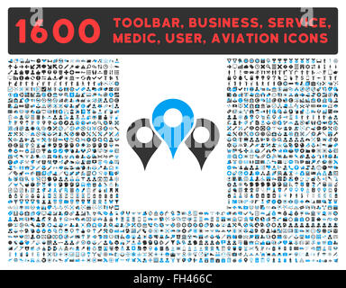 Standorte-Symbol mit großen Piktogramm-Sammlung Stockfoto