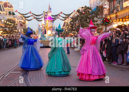 Disney Christmas Parade Paris Marne La Vallée, Frankreich Stockfoto