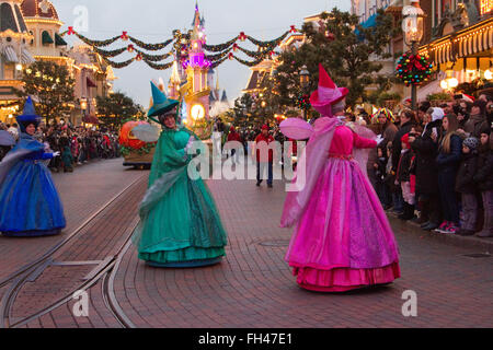 Disney Christmas Parade Paris Marne La Vallée, Frankreich Stockfoto