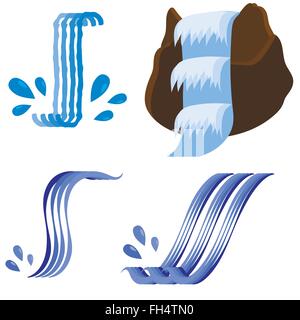 Reihe von verschiedenen Wasserfällen Icons Stock Vektor