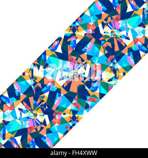Weißem Hintergrund Rahmen mit diagonalen geometrische abstrakte scharfe Streifenmuster in lebendige und gesättigten bunten Tönen Stockfoto