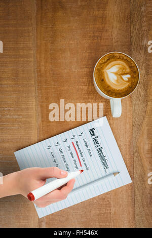 Zusammengesetztes Bild der Businesswomans Handschrift mit marker Stockfoto