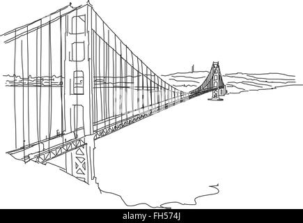 Handgezeichnete Golden Gate in San Francisco. Vektor Umriss Scribble Stock Vektor