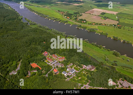 Luftaufnahme, Altenheime westlich von Hitzacker an der Elbe Höhen, Hitzacker (Elbe) Lüchow-Dannenberg, Elbtal, Dresden Stockfoto