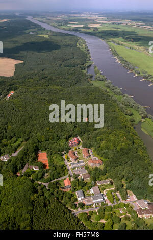 Luftaufnahme, Altenheime westlich von Hitzacker an der Elbe Höhen, Hitzacker (Elbe) Lüchow-Dannenberg, Elbtal, Dresden Stockfoto